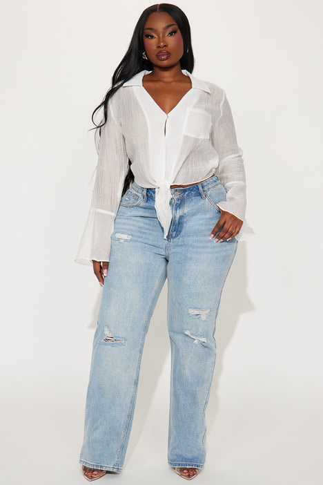 Stephania Blouse Top White Fashion Nova Shirts Blouses