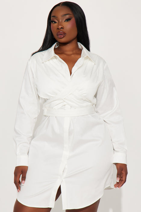 White plus clearance size shirt dress