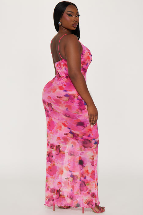 Analise Floral Maxi Dress Pink combo Fashion Nova Dresses