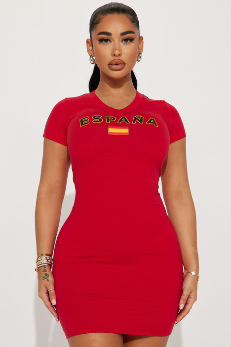 Espa a T Shirt Mini Dress Red