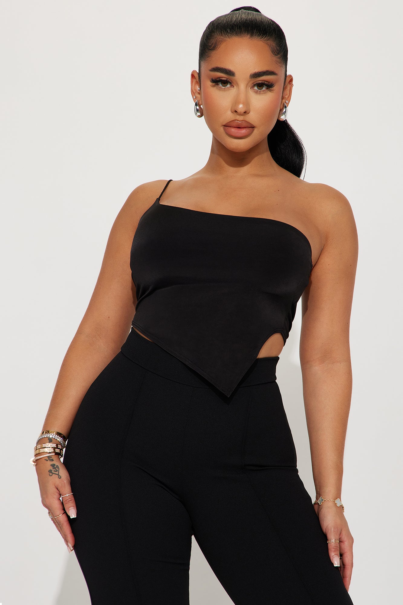 Can t Compare One Shoulder Top Black Fashion Nova Knit Tops