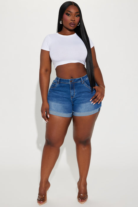 Fashion nova plus size top jean shorts