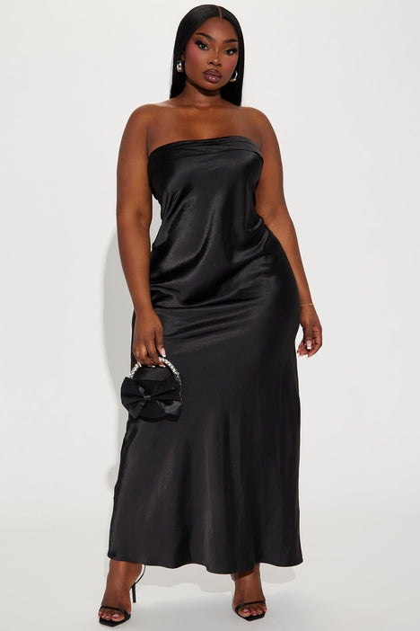 Plus size black strapless maxi dress clearance
