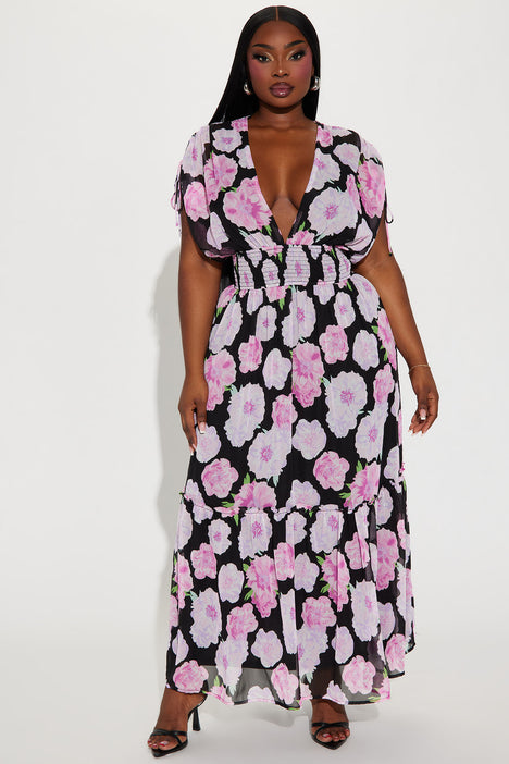 Jessica Chiffon Maxi Dress Black Pink Fashion Nova Dresses