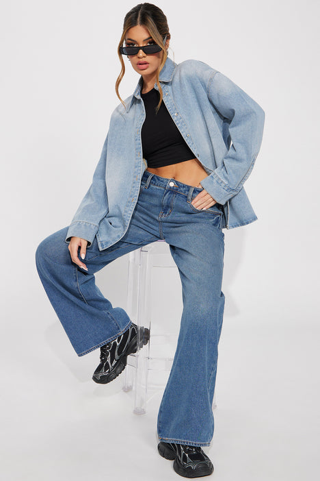 Fashion nova denim shirt sales