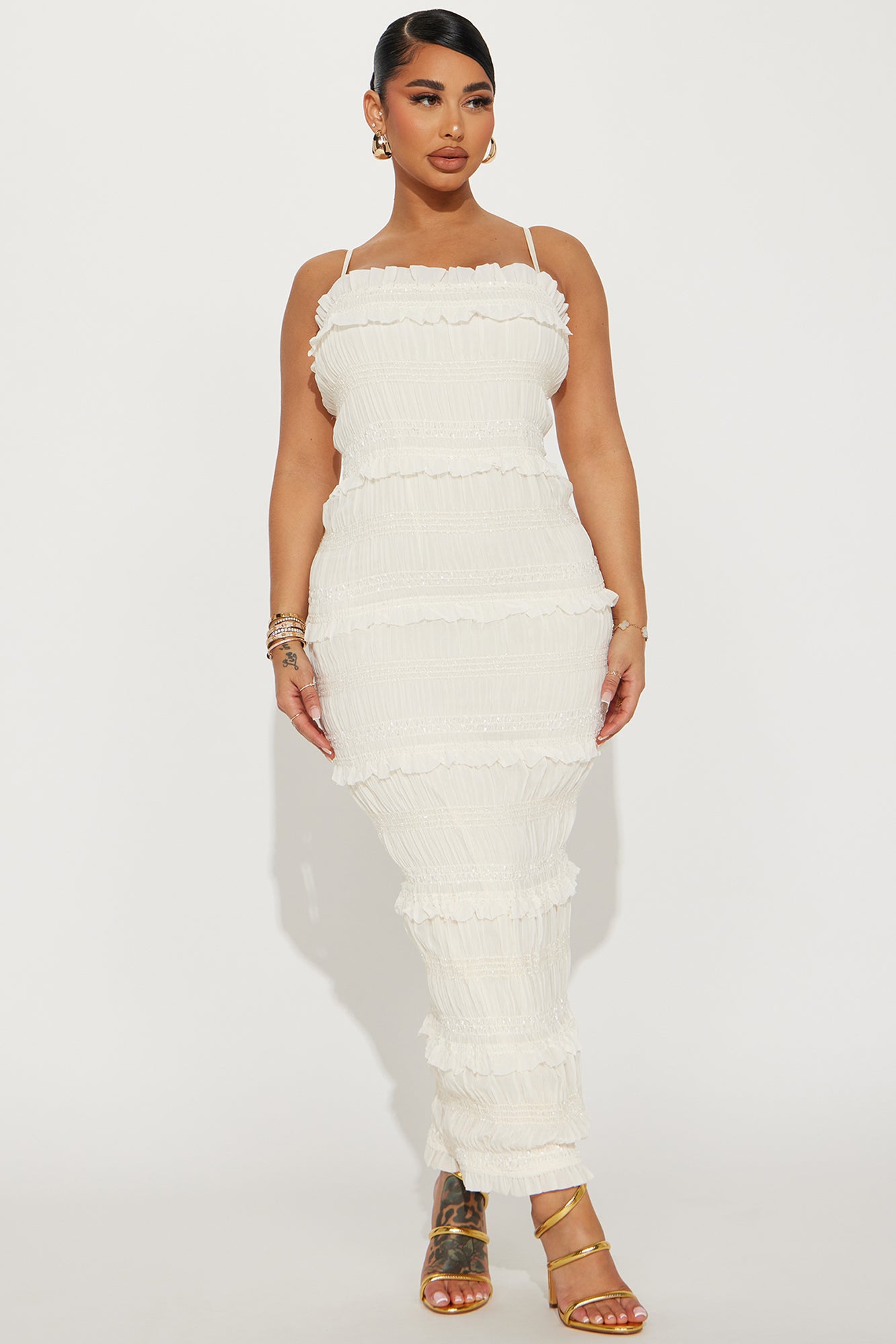 Cream chiffon maxi discount dress