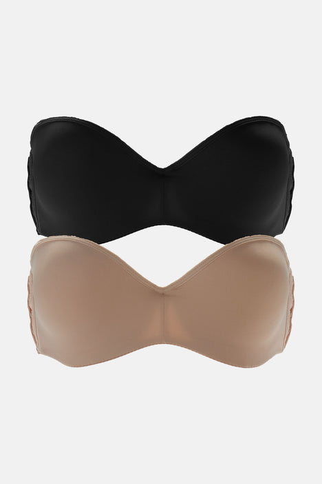 Nice And Easy Strapless 2 Pack Bras - Black/combo