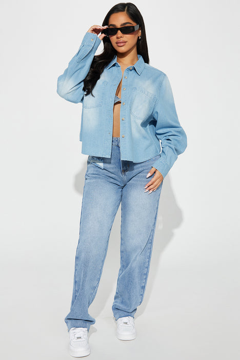 Heads Up Denim Tube Top - Medium Blue Wash | Fashion Nova, Shirts & Blouses  | Fashion Nova