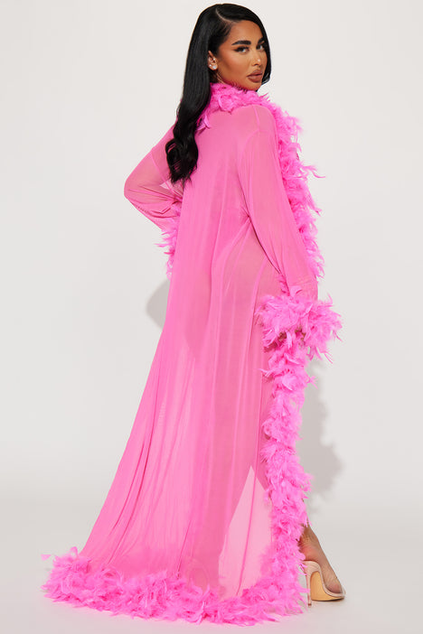 Fashion nova feather on sale robe