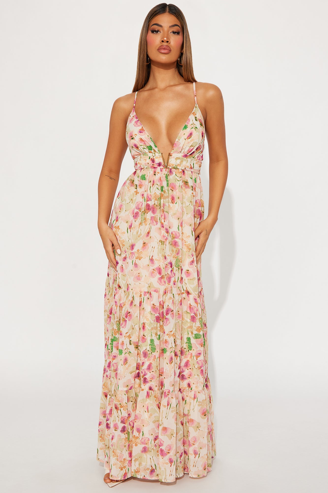 Valerie Floral Maxi Dress Pink combo