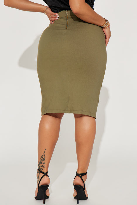 Womens olive pencil skirt store