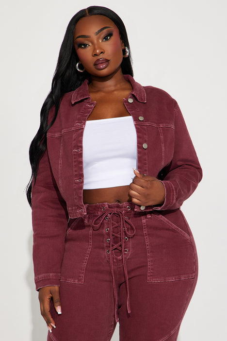 Bordeaux Stretch Denim Jacket Wine Fashion Nova Denim Jackets