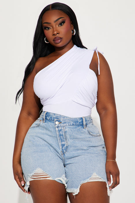 White off the shoulder bodysuit plus size top