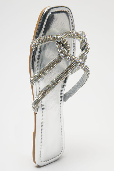 Silver flat sandals size 12 sale