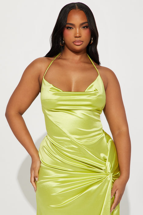 Andie Satin Gown Chartreuse Fashion Nova Dresses Fashion Nova