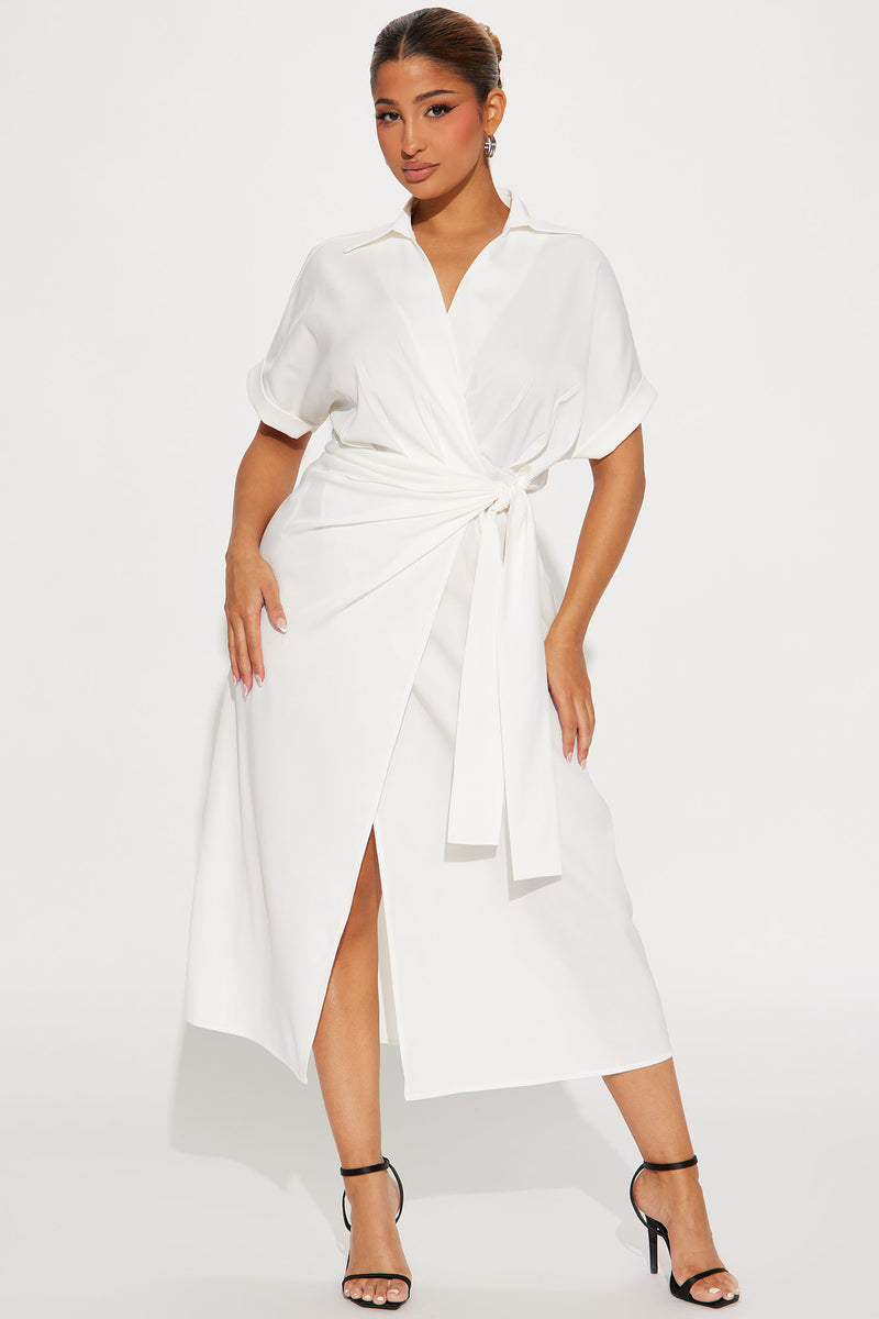 Lucy Midi Wrap Dress White Fashion Nova, Dresses Fashion Nova