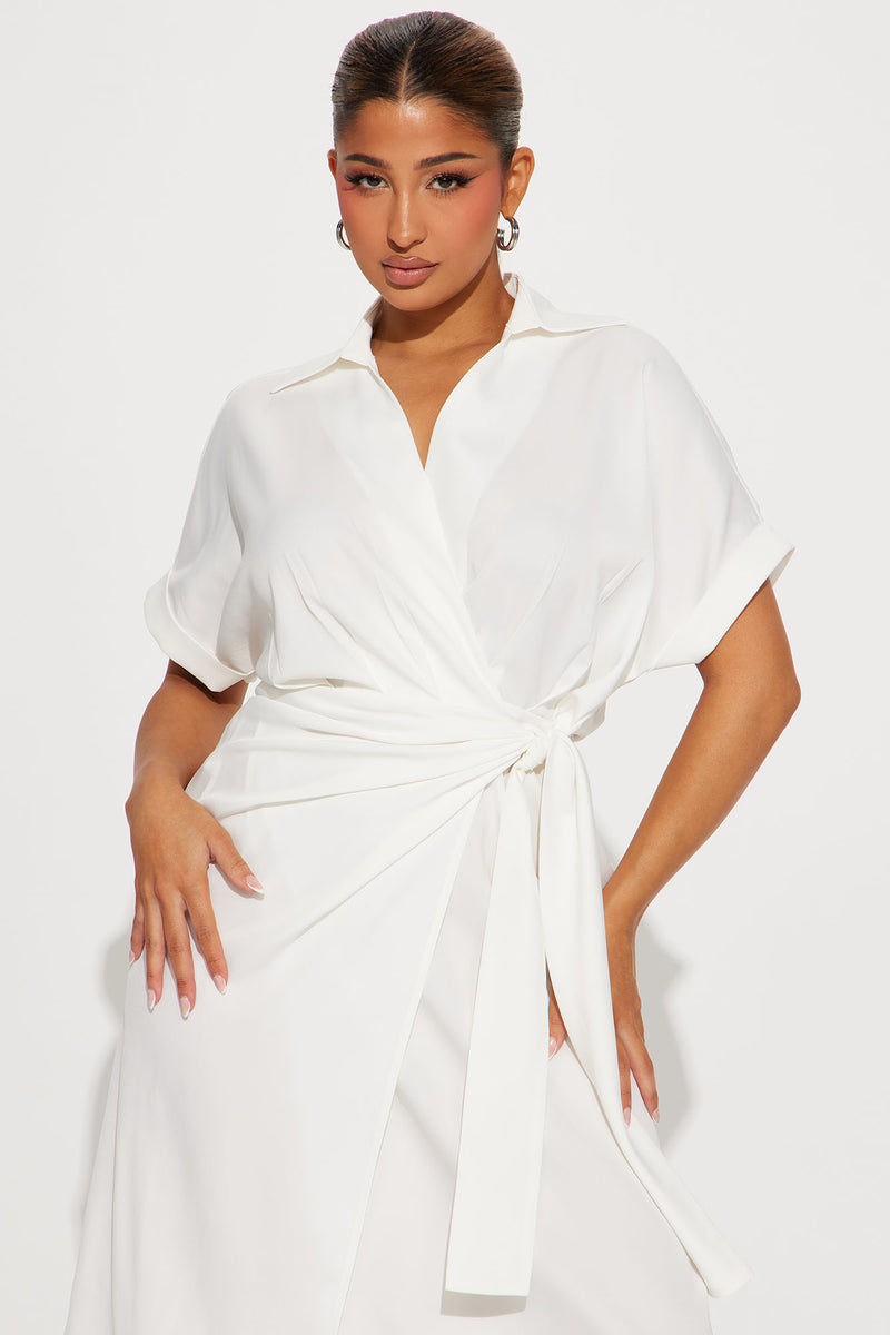 Lucy Midi Wrap Dress - White | Fashion Nova, Dresses | Fashion Nova
