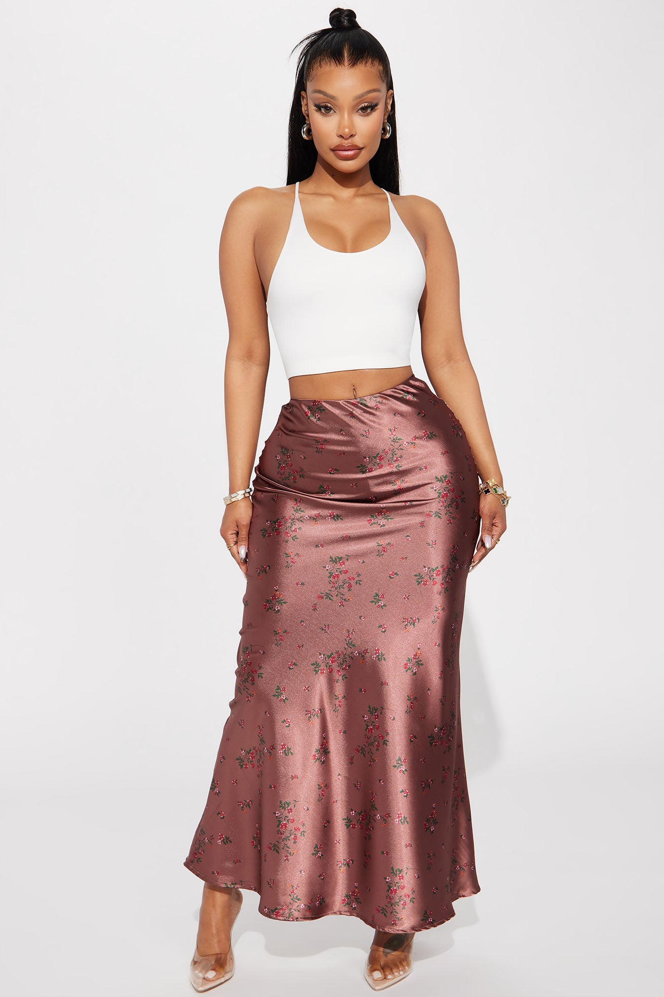 Satin sales skirt copper