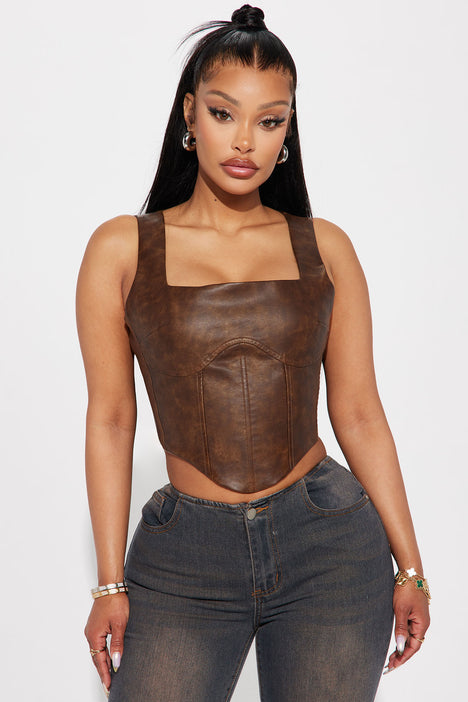 Faux outlet leather corset