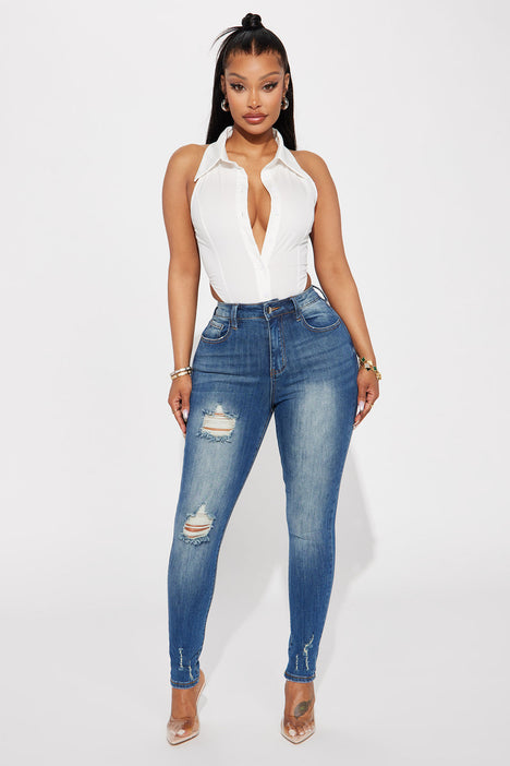 Dream Girl High Rise Skinny Jeans Medium Blue Wash Fashion