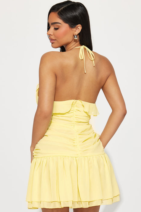 Emily Chiffon Mini Dress Yellow