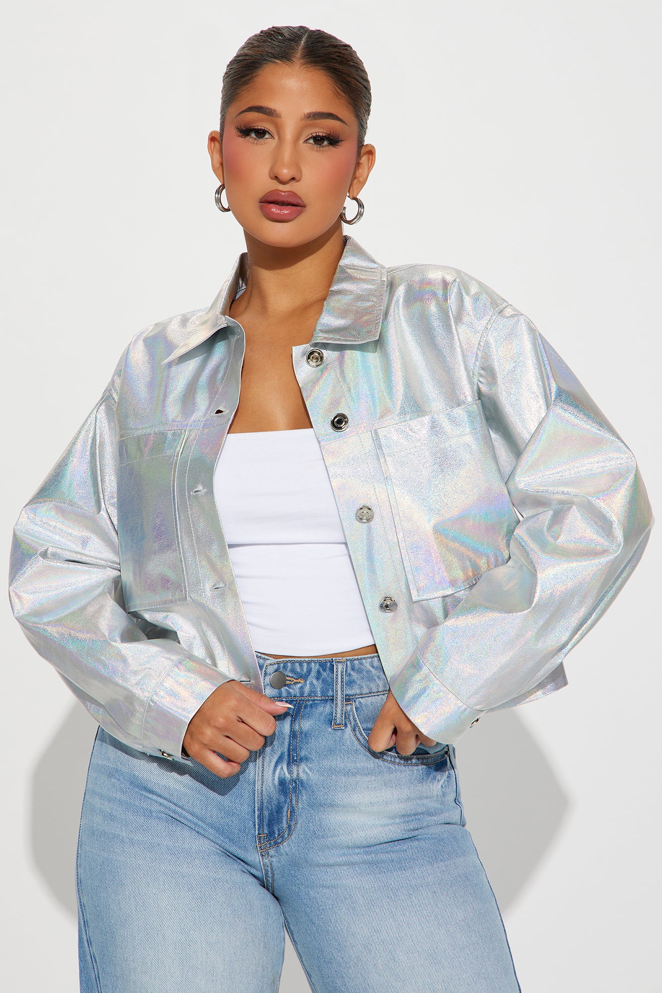 Fashion nova on sale holographic jacket