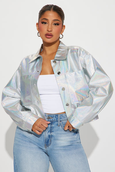 Fashion nova top metallic jacket