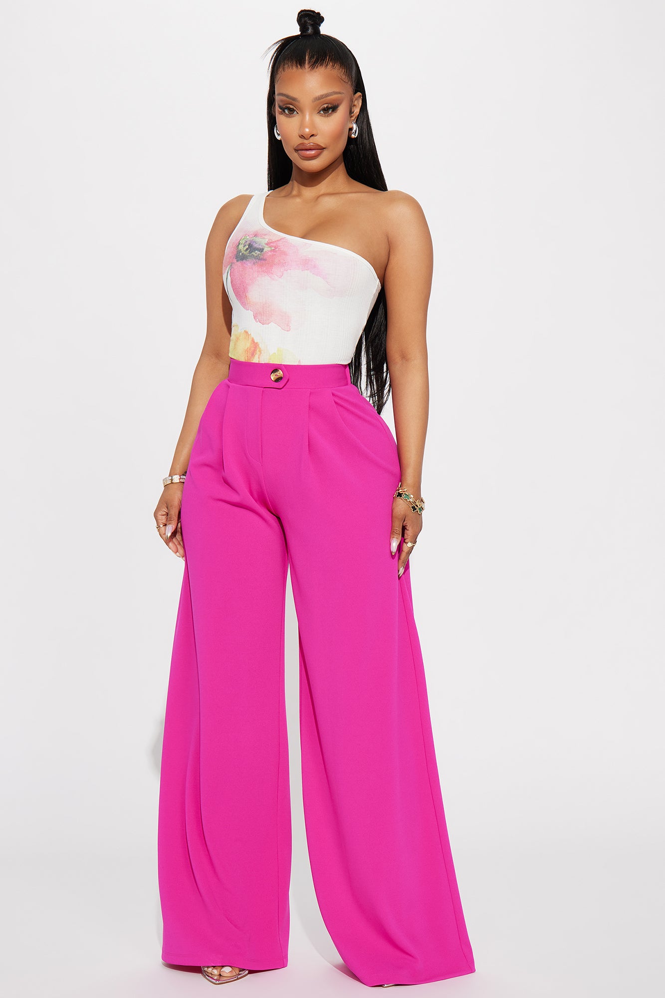 What Matters Most Wide Leg Trouser Fuchsia Fashion Nova Pants