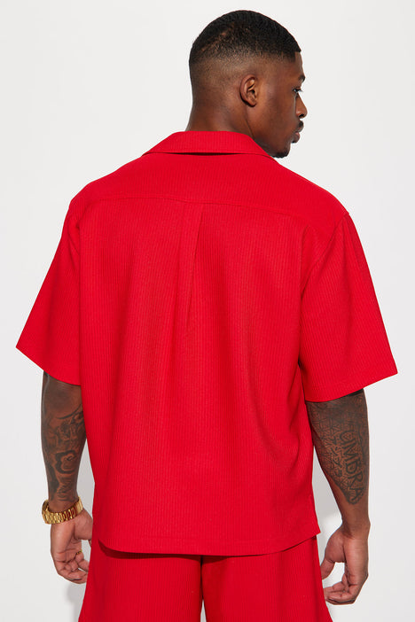 Show Up Short Sleeve Cuban Shirt Red