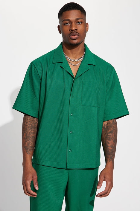 Show Up Short Sleeve Cuban Shirt Green Fashion Nova Mens