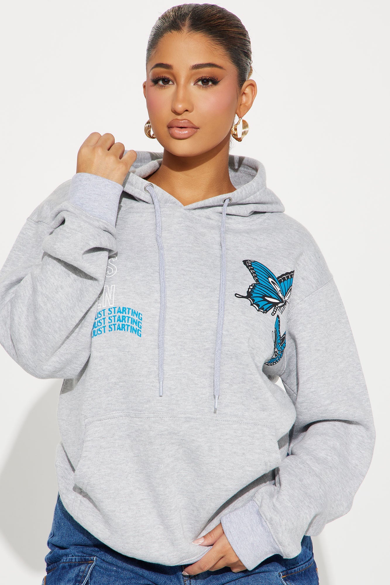 Break The Rules Butterfly Hoodie Heather Grey