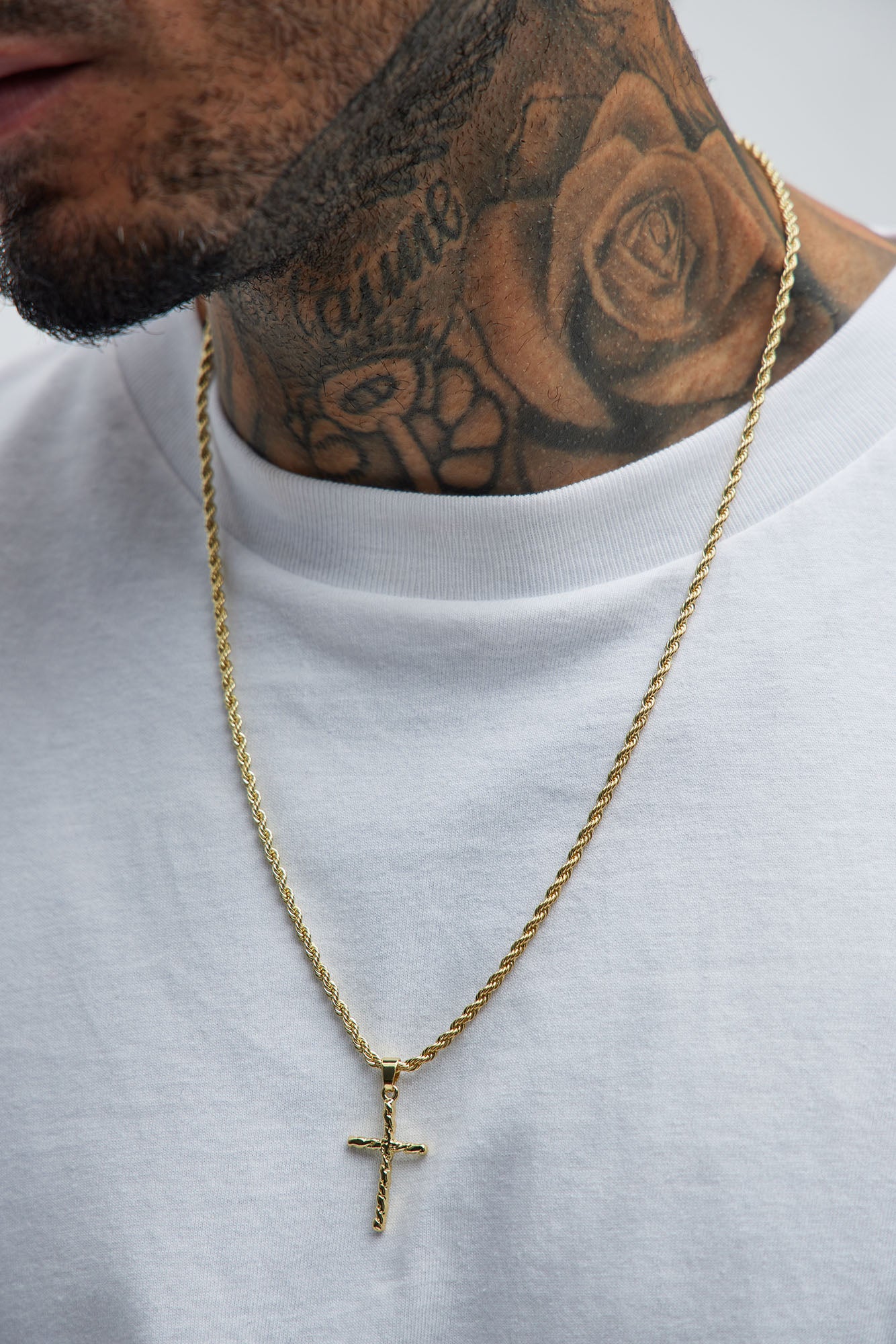 Gold holy store cross necklace