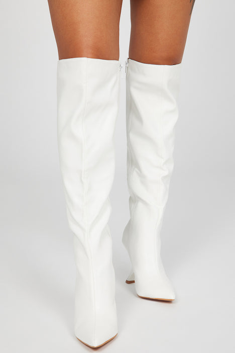 Making My Own Way Over The Knee Boots White Fashion Nova