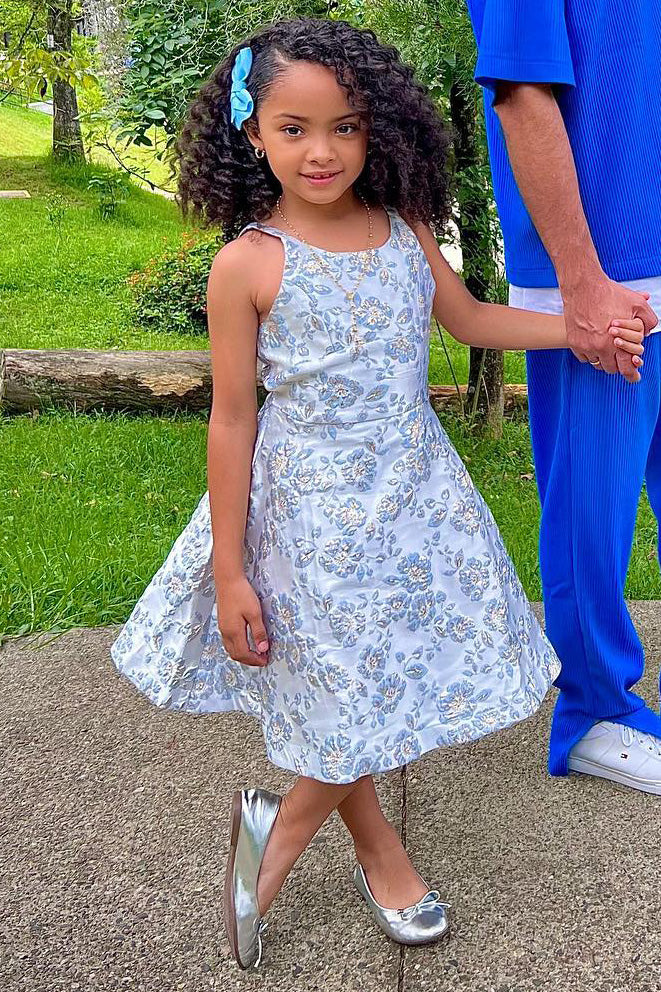 Mini Criss Cross Sleeveless Dress Blue/Silver Fashion Nova, Kids
