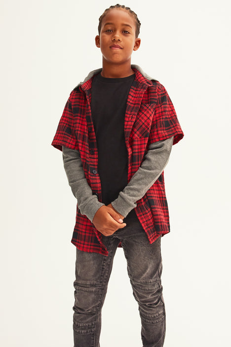 boys red and black flannel