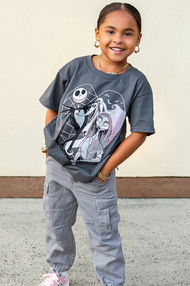 Mini Jack And Sally Forever Graphic Tshirt Charcoal Fashion Nova