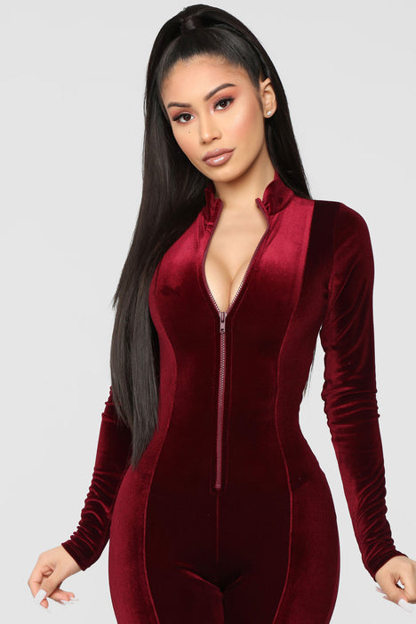 Velvet jumpsuit discount fashion nova