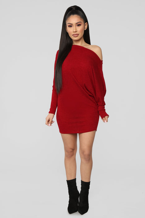 No Second Guessing Dress Burgundy