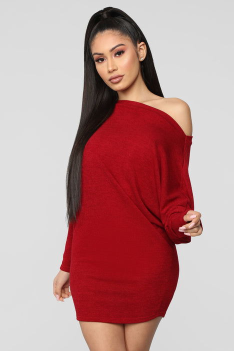No Second Guessing Dress Burgundy