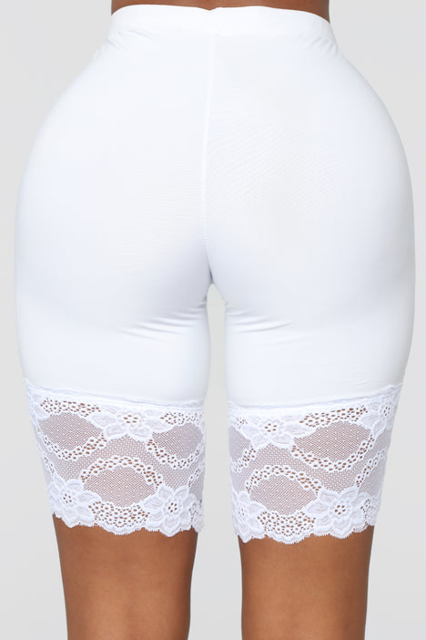 White biker shorts with lace store