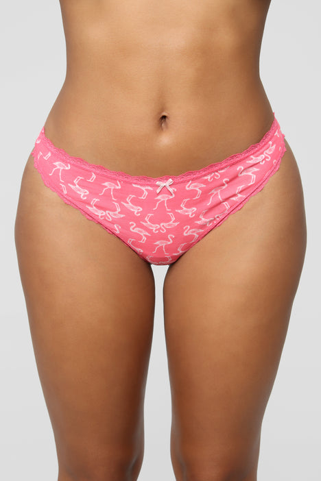 Flamingo Lacey Thong Panty - Pink