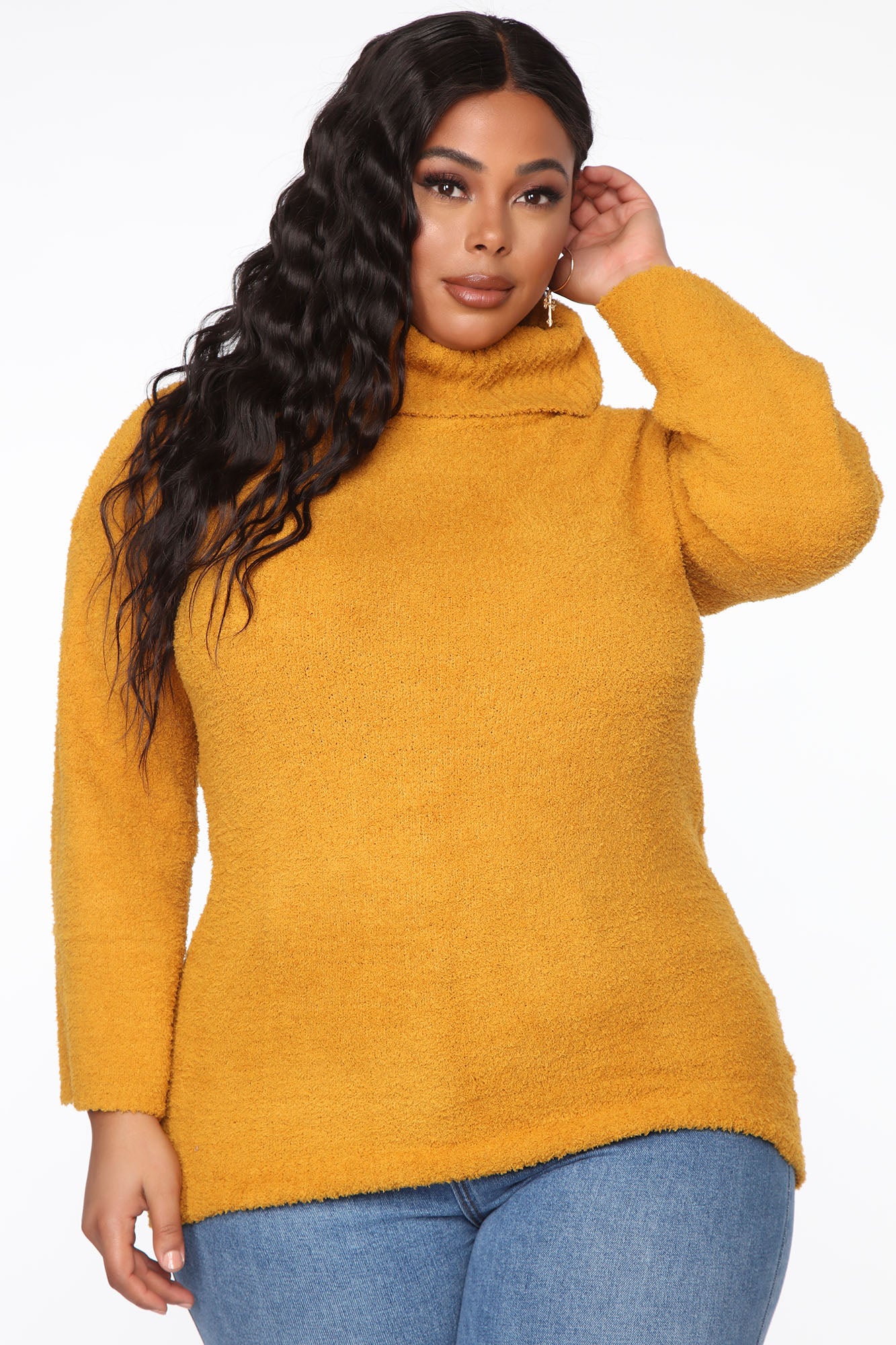 Mustard yellow hot sale tunic sweater
