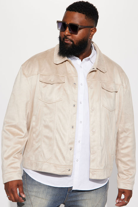 Stick Around Faux Suede Trucker Jacket Taupe Fashion Nova