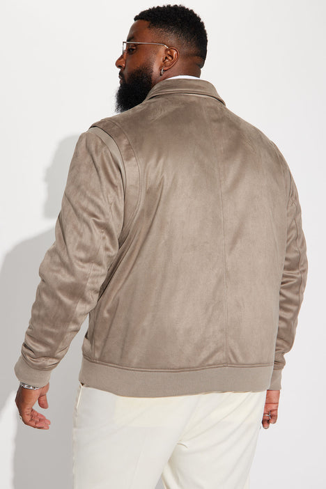 Grey faux sale suede jacket