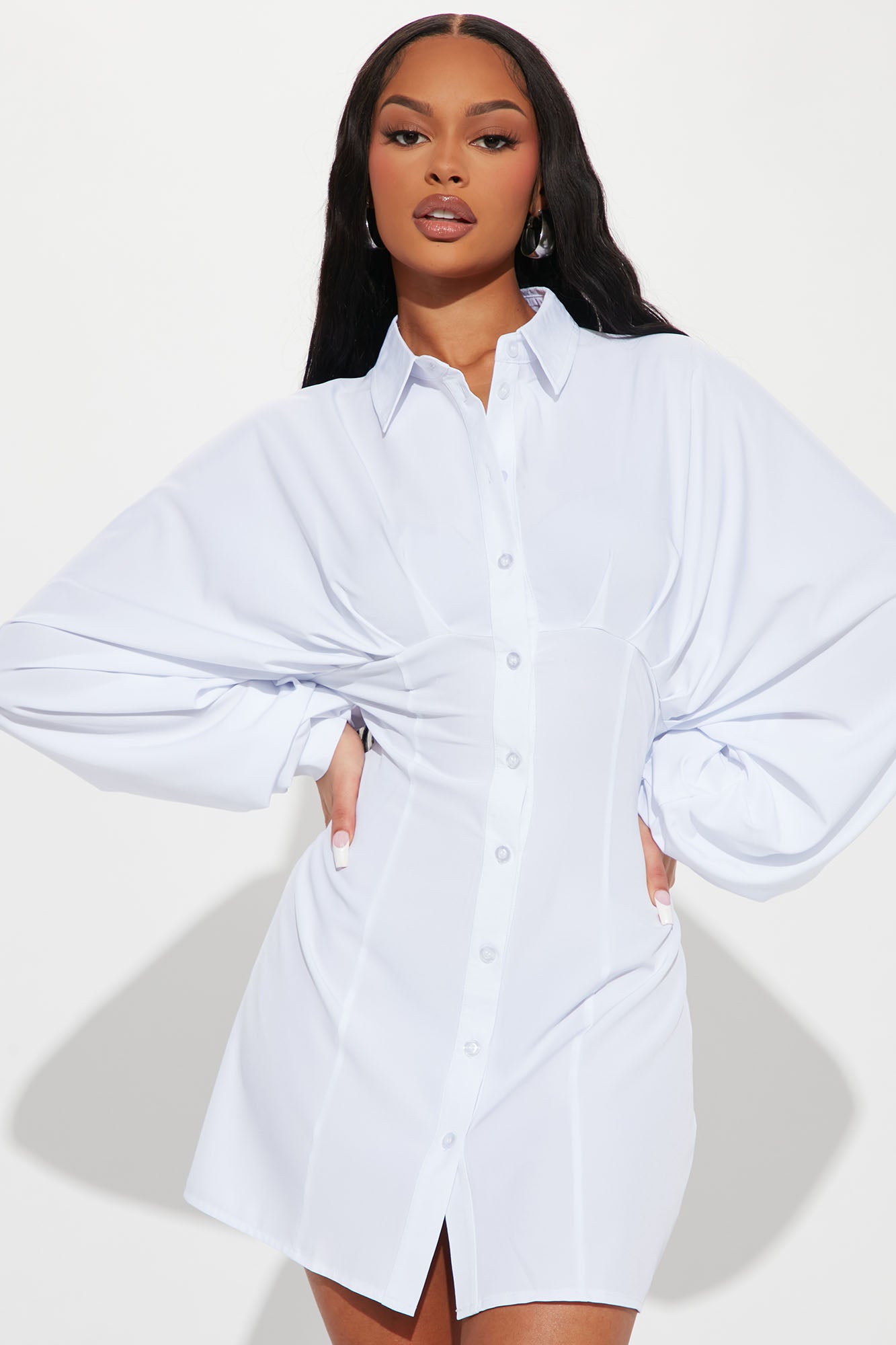 Fashion nova shop white shirt dress
