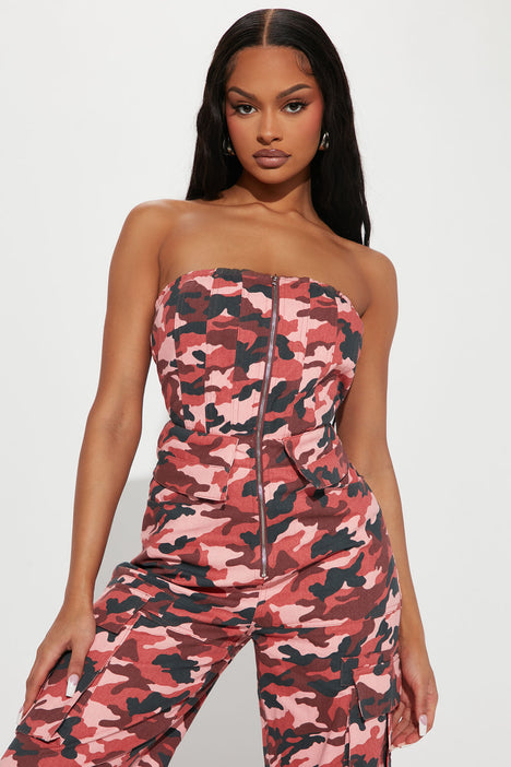 Red 2025 camo jumpsuit