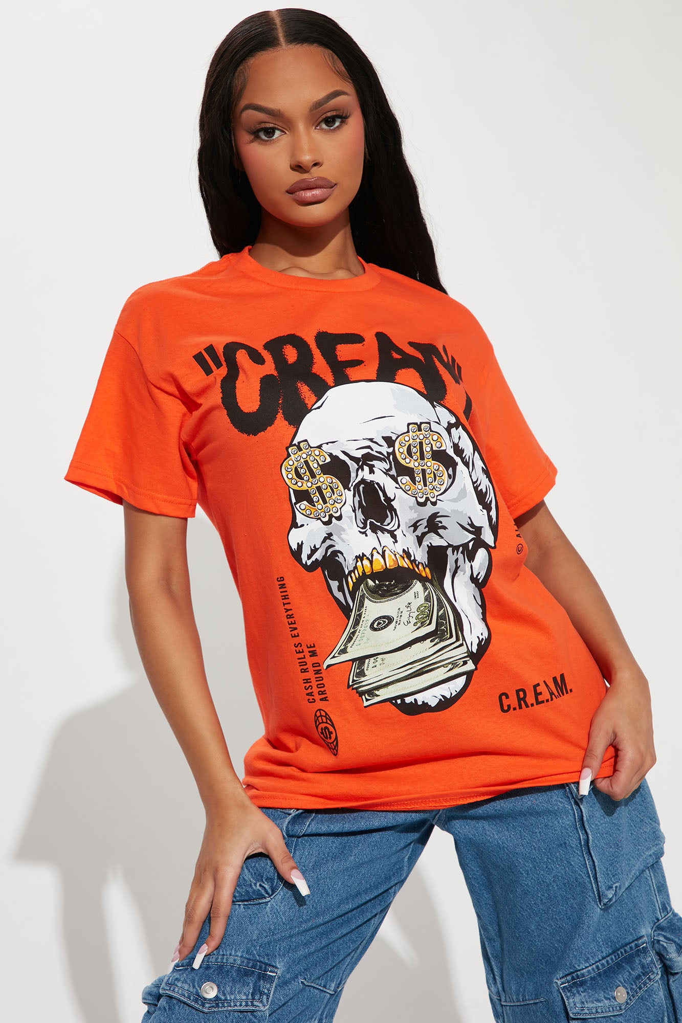 Orange and black graphic tee hot sale