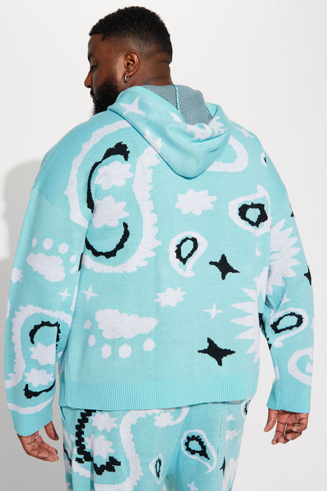 Easy Paisley Knit Hoodie Light Blue Fashion Nova Mens Tees