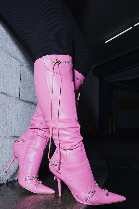 Keep You Going Knee High Boots Pink