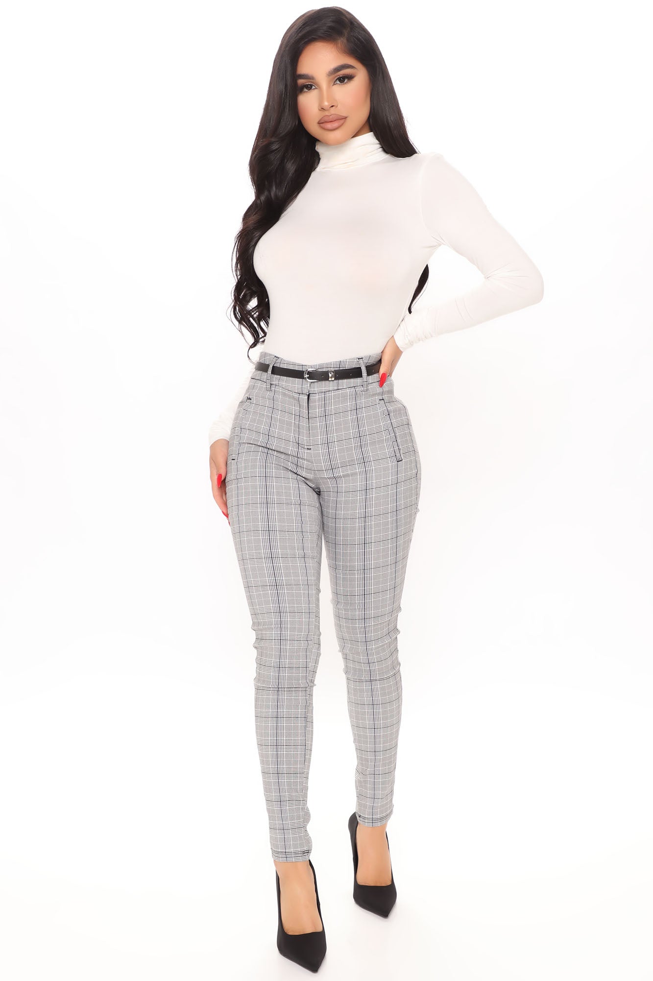 Black and white sales plaid pants womens